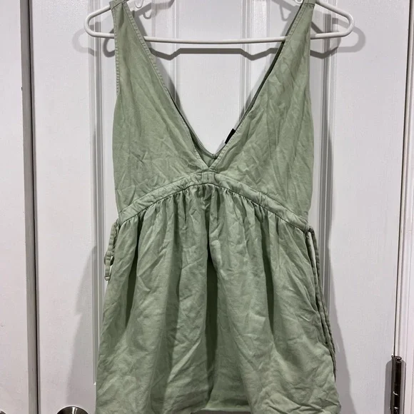 slim fit dress slacks Audrey Sage Green Sleeveless A-Line Mini Dress main image 0